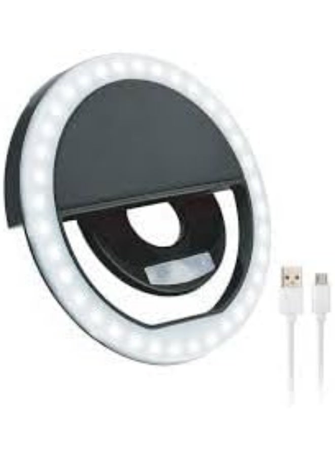 Selfie Flash Ring Light with Mobile Clip - Rechargeable - Compatible with iPhone, Samsung, and all smartphones